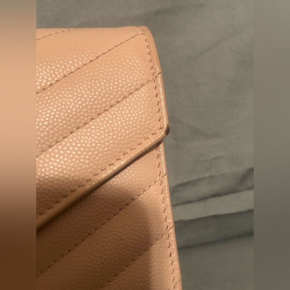 Saint Laurent YSL Monogram Wallet Blush Beige w/ Silver Hardware - Picture 7 of 9